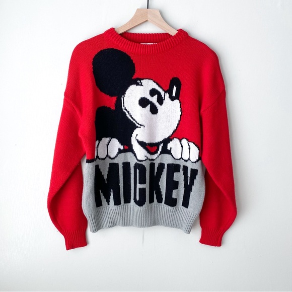 Disney Sweaters - Vintage Disney Mickey Mouse Spellout Knit Sweater Small